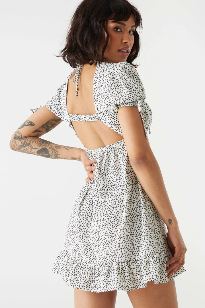 Stitches Ladies Micro Floral Print Self-Tie Halter Neck Milkmaid Dress Mini 2 Stitches Ladies Micro Floral Print Self-Tie Halter Neck Milkmaid Dress Mini