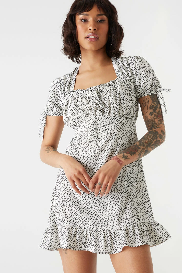 Stitches Ladies Micro Floral Print Self-Tie Halter Neck Milkmaid Dress Mini 1 Stitches Ladies Micro Floral Print Self-Tie Halter Neck Milkmaid Dress Mini