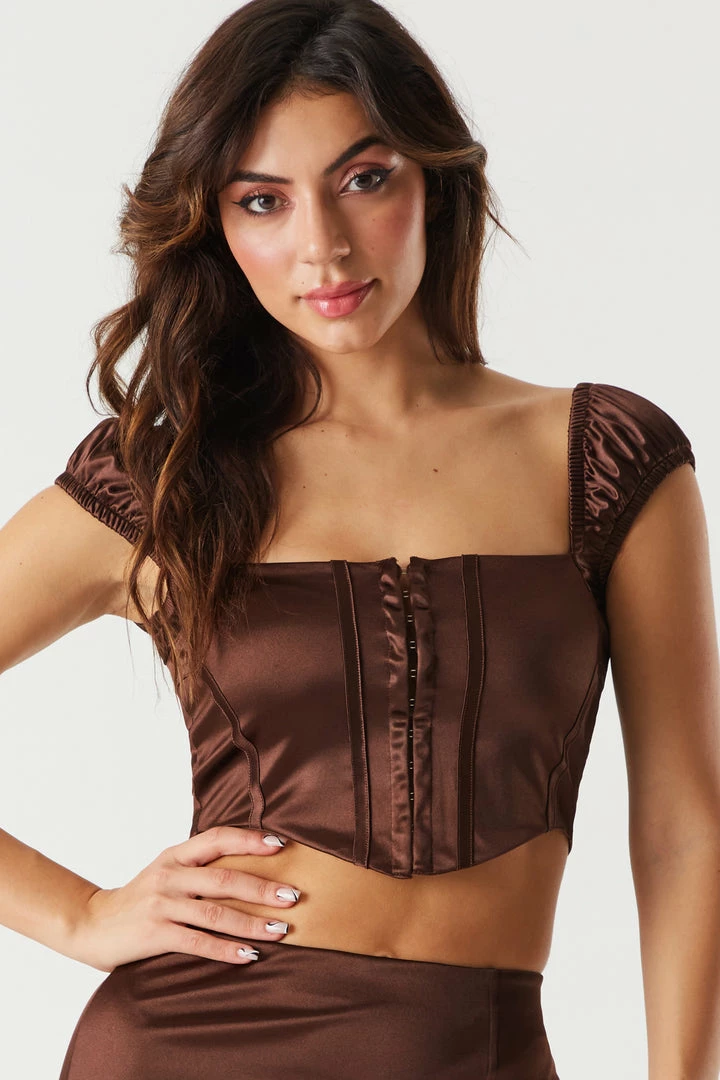 Stitches Ladies Satin Hook And Eye Corset Top 1 Stitches Ladies Satin Hook And Eye Corset Top
