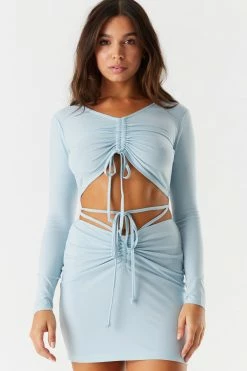 Stitches Ladies Bottoms Ruched Front Tie Waist Mini Skirt