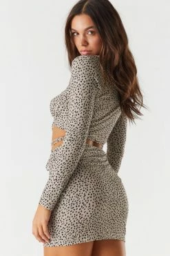 Stitches Ladies Printed Ruched Front Tie Waist Mini Skirt