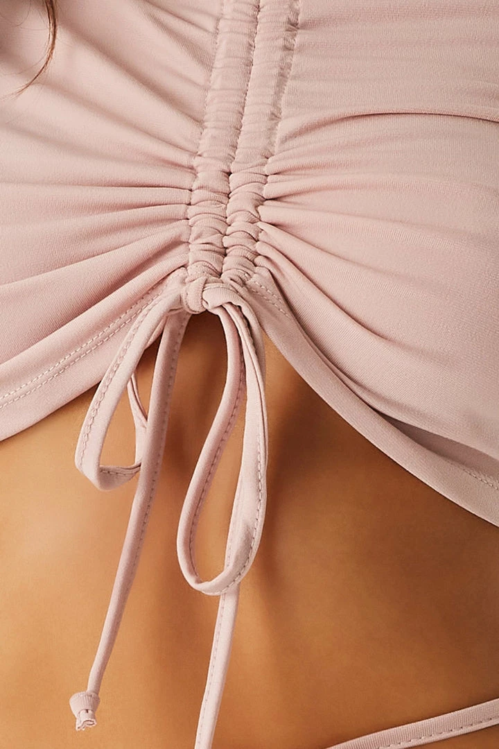 Stitches Ladies Tops Ruched Front Tie Long Sleeve Cropped Top 2 Stitches Ladies Tops Ruched Front Tie Long Sleeve Cropped Top