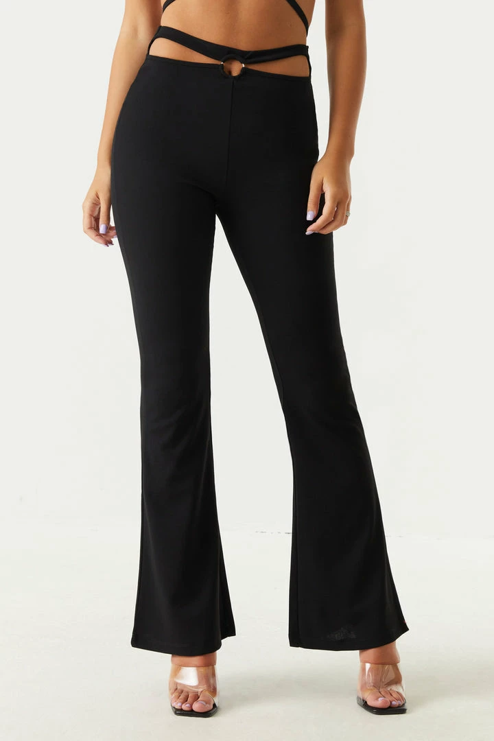 Stitches Ladies Bottoms Crepe Knit O-Ring Flare Pant 2 Stitches Ladies Bottoms Crepe Knit O-Ring Flare Pant