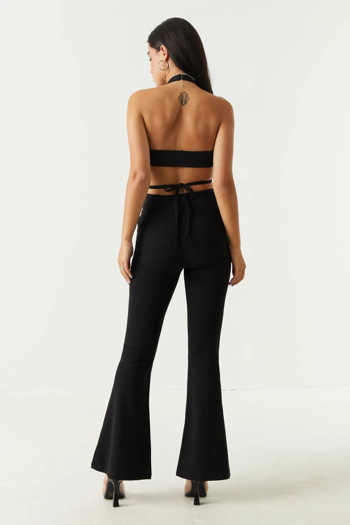 Stitches Ladies Bottoms Crepe Knit O-Ring Flare Pant 3 Stitches Ladies Bottoms Crepe Knit O-Ring Flare Pant