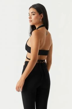 Stitches Ladies Crepe Knit Strappy Halter Neck Bra Top Tops