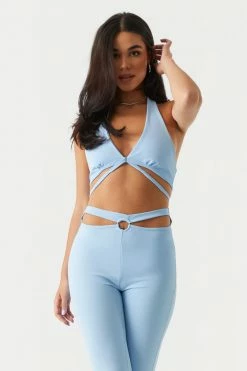 Stitches Ladies Crepe Knit Strappy Halter Neck Bra Top Tops