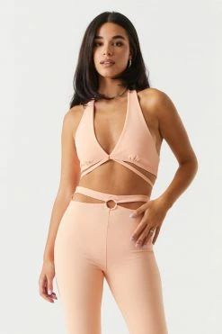 Stitches Ladies Crepe Knit Strappy Halter Neck Bra Top Tops