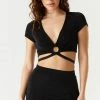 Stitches Ladies Crisscross Self-Tie O-Ring Cropped Top
