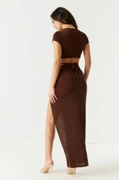 Stitches Ladies Bottoms Asymmetrical Leg Slit Maxi Skirt