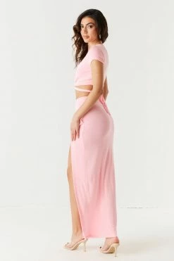 Stitches Ladies Bottoms Asymmetrical Leg Slit Maxi Skirt