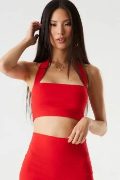 Stitches Ladies Tops Square Neck Halter Cropped Top