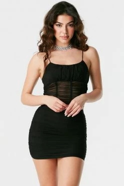 Stitches Ladies Ruched Mesh Mini Skirt