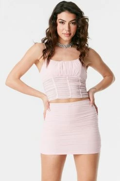 Stitches Ladies Ruched Mesh Mini Skirt 27 Stitches Ladies Ruched Mesh Mini Skirt