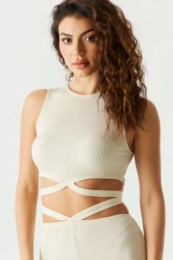 Stitches Ladies Strappy Ribbed Sleeveless Cropped Top 15 Stitches Ladies Strappy Ribbed Sleeveless Cropped Top