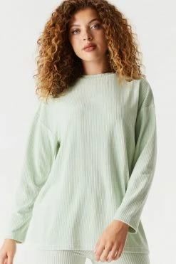 Stitches Ladies Tops Oversized Ribbed Velvet Long Sleeve Top