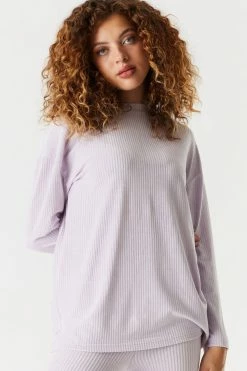 Stitches Ladies Tops Oversized Ribbed Velvet Long Sleeve Top