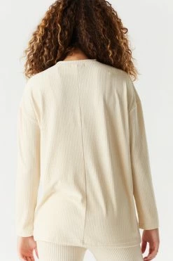 Stitches Ladies Tops Oversized Ribbed Velvet Long Sleeve Top