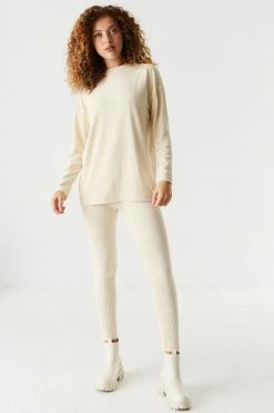 Stitches Ladies Tops Oversized Ribbed Velvet Long Sleeve Top