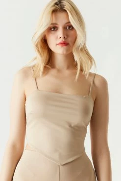 Stitches Ladies Tops Pointed Hem Cropped Cami