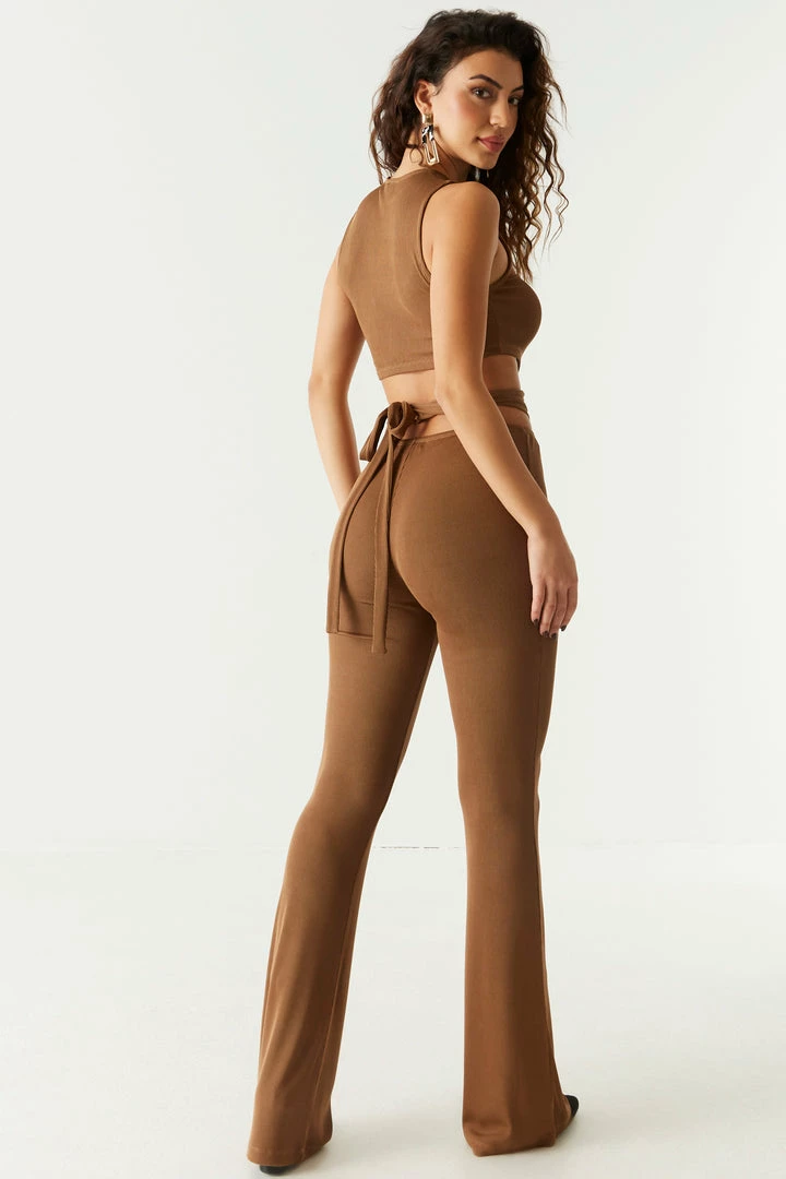 Stitches Ladies Strappy Ribbed Flare Pant Bottoms 6 Stitches Ladies Strappy Ribbed Flare Pant Bottoms