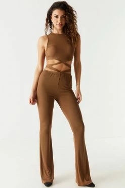 Stitches Ladies Strappy Ribbed Flare Pant Bottoms 12 Stitches Ladies Strappy Ribbed Flare Pant Bottoms