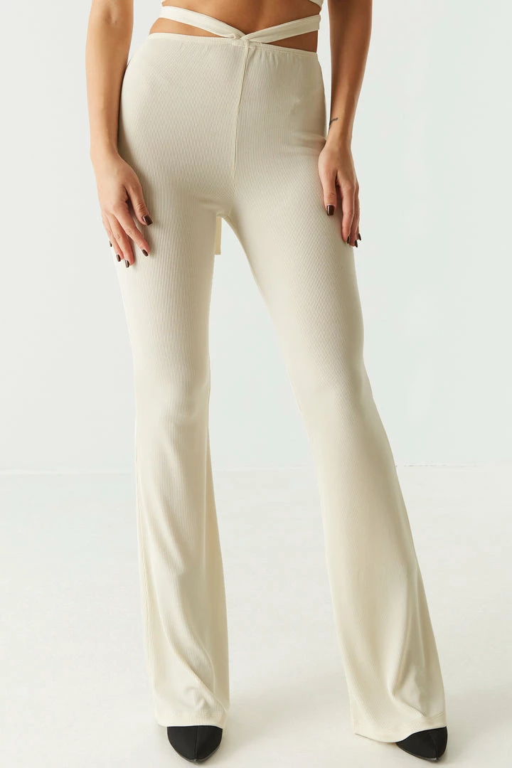 Stitches Ladies Strappy Ribbed Flare Pant Bottoms 8 Stitches Ladies Strappy Ribbed Flare Pant Bottoms