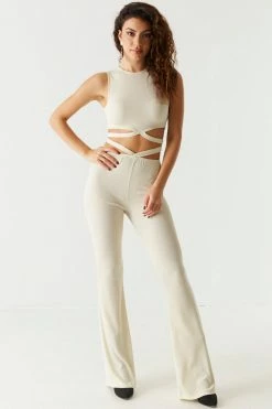 Stitches Ladies Strappy Ribbed Flare Pant Bottoms 15 Stitches Ladies Strappy Ribbed Flare Pant Bottoms