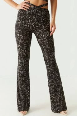 Stitches Ladies Bottoms Printed Strappy Ribbed Flare Pant