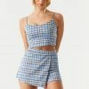 Stitches Ladies Tops Blue Plaid Cropped Cami