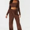 Stitches Ladies Bottoms Ribbed Velvet Wide Leg Pant