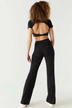Stitches Ladies Bottoms Soft Ribbed Wide Leg Pant