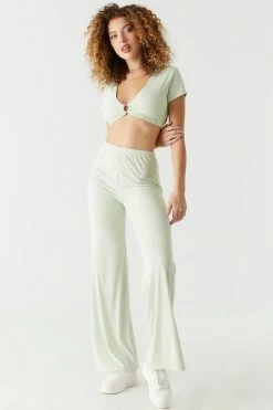 Stitches Ladies Bottoms Soft Ribbed Wide Leg Pant