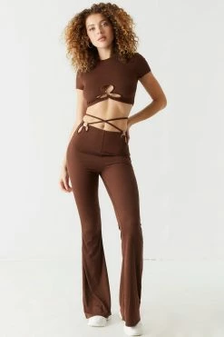 Stitches Ladies Tops O-Ring Cutout Crew Neck Ribbed Cropped Top 14 Stitches Ladies Tops O-Ring Cutout Crew Neck Ribbed Cropped Top