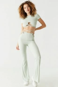 Stitches Ladies Tops O-Ring Cutout Crew Neck Ribbed Cropped Top 20 Stitches Ladies Tops O-Ring Cutout Crew Neck Ribbed Cropped Top