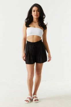 Stitches Ladies Bottoms Self-Tie Drawstring Paperbag Short