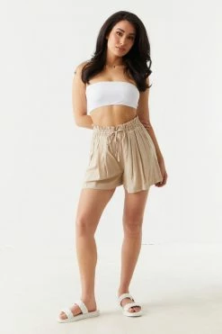 Stitches Ladies Bottoms Self-Tie Drawstring Paperbag Short