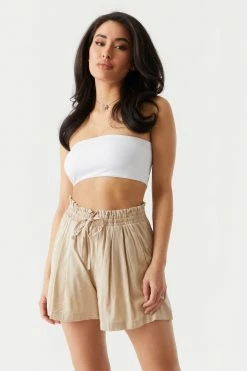 Stitches Ladies Bottoms Self-Tie Drawstring Paperbag Short