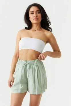 Stitches Ladies Bottoms Self-Tie Drawstring Paperbag Short