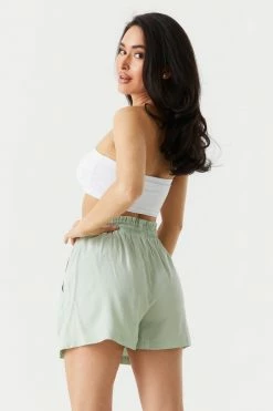 Stitches Ladies Bottoms Self-Tie Drawstring Paperbag Short