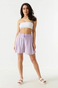 Stitches Ladies Bottoms Self-Tie Drawstring Paperbag Short