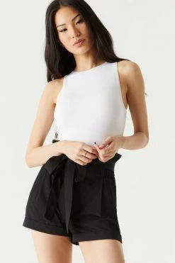 Stitches Ladies Pleated High-Waisted Short With Bow Belt
