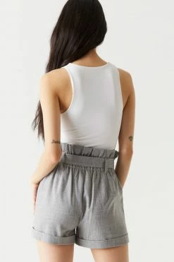 Stitches Ladies Pleated High-Waisted Short With Bow Belt