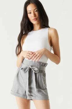 Stitches Ladies Pleated High-Waisted Short With Bow Belt
