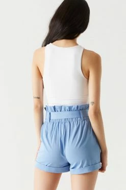 Stitches Ladies Pleated High-Waisted Short With Bow Belt