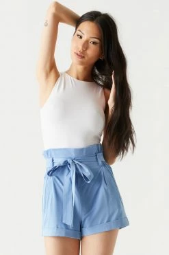 Stitches Ladies Pleated High-Waisted Short With Bow Belt
