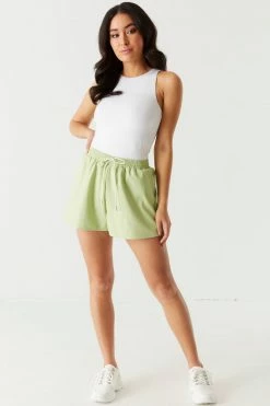 Stitches Ladies Faux-Leather Drawstring Jogger Short 23 Stitches Ladies Faux-Leather Drawstring Jogger Short