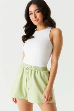 Stitches Ladies Faux-Leather Drawstring Jogger Short 21 Stitches Ladies Faux-Leather Drawstring Jogger Short