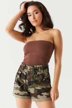 Stitches Ladies Bottoms Camo Twill Paperbag Short