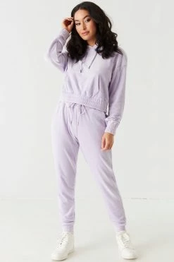 Stitches Ladies Tops Soft Velour Cinched Waist Hoodie