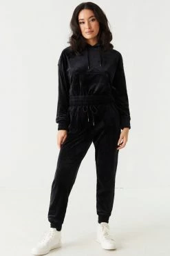 Stitches Ladies Tops Soft Velour Cinched Waist Hoodie